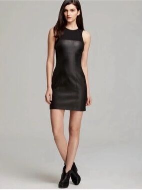 PAIGE Black Label Scarlet Dress Genuine Leather Sheath Black Mini M